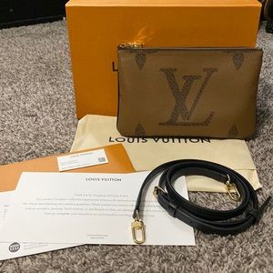 Louis Vuitton Brown and Black Clutch with Iconic Monogram